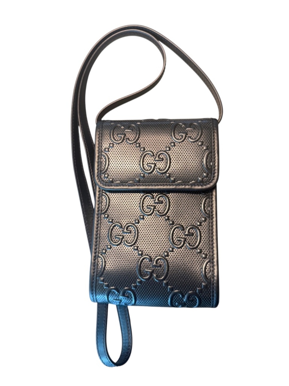 Gucci GG Embossed Mini Messenger/Phone Crossbody Bag
